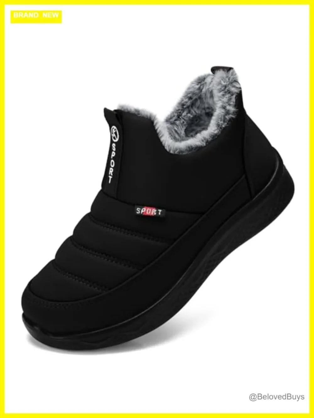 Slip On Fur Lined Insulated Winter Snow Boots Ankle Booties Waterproof Non Slip